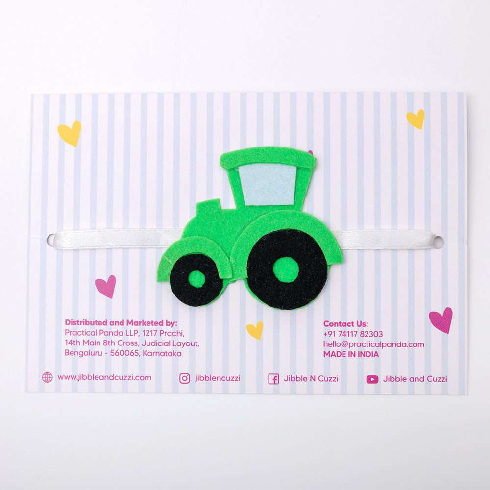 Handmade Tucky The Tuck Felt Kids Rakhi - Closer Front View on Card