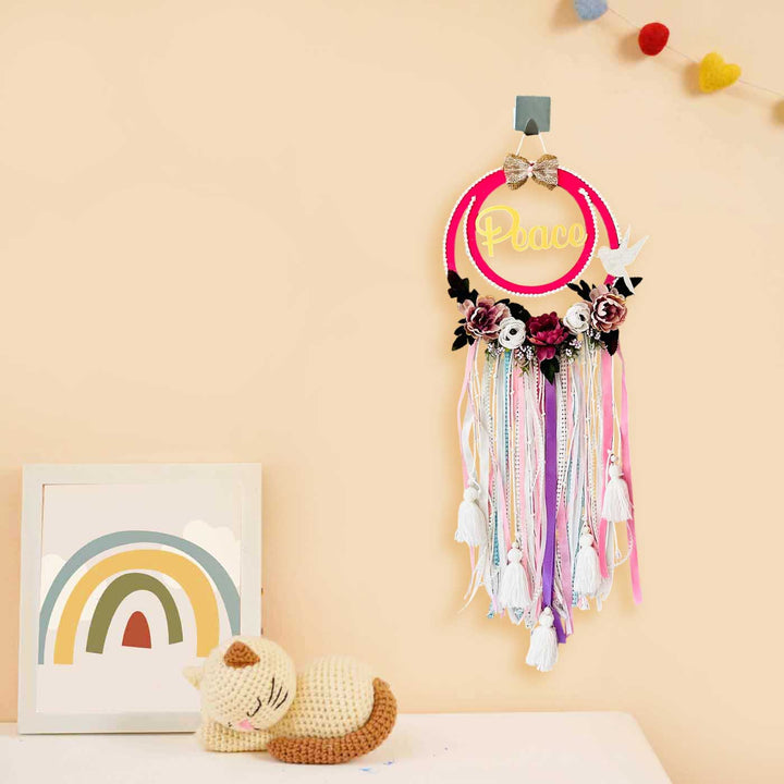 Personalized Bird And Flowers Themed Mdf Wood Kids Name Plate - Hanging on Wall with Decor