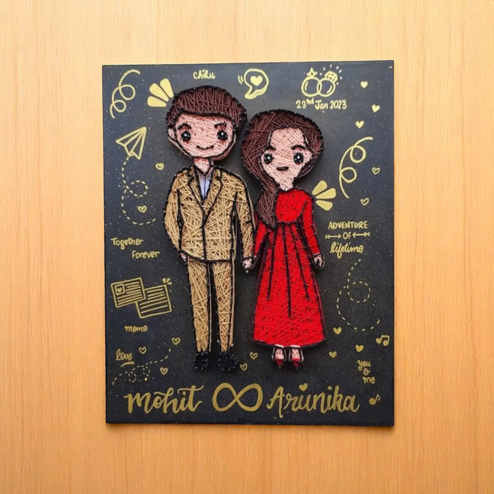 Personalized Handmade String Art Wedding Party Theme MDF Wood Name Plate