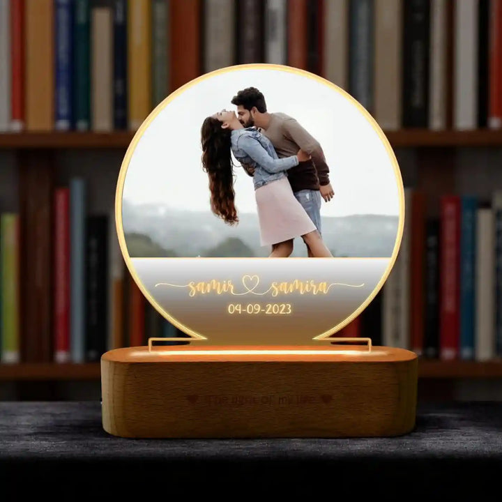 Photo Personalized Printed Moon Theme Couple Acrylic Table Lamp