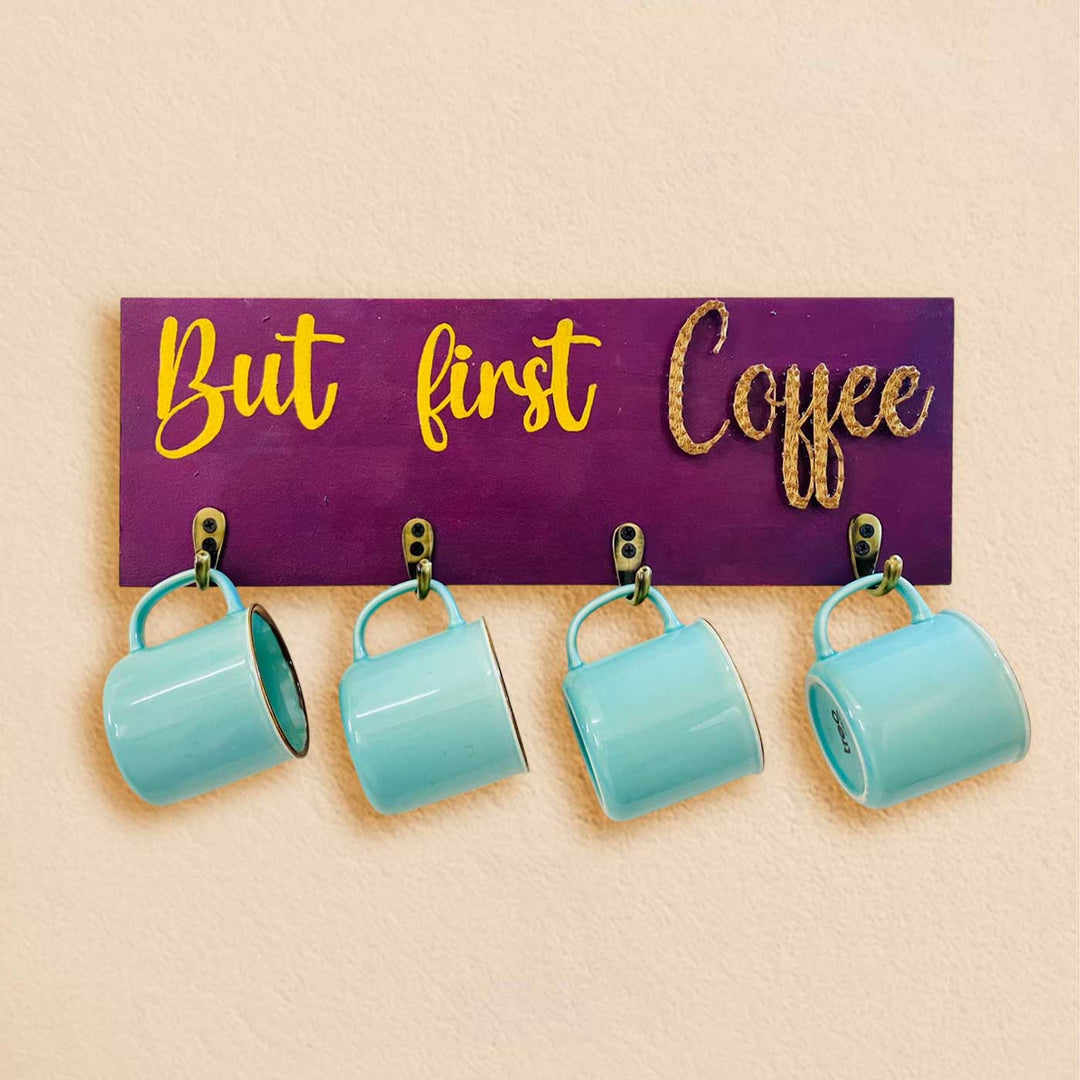 Handmade String Art "But First, Coffee" Mdf Wood Mug Holder