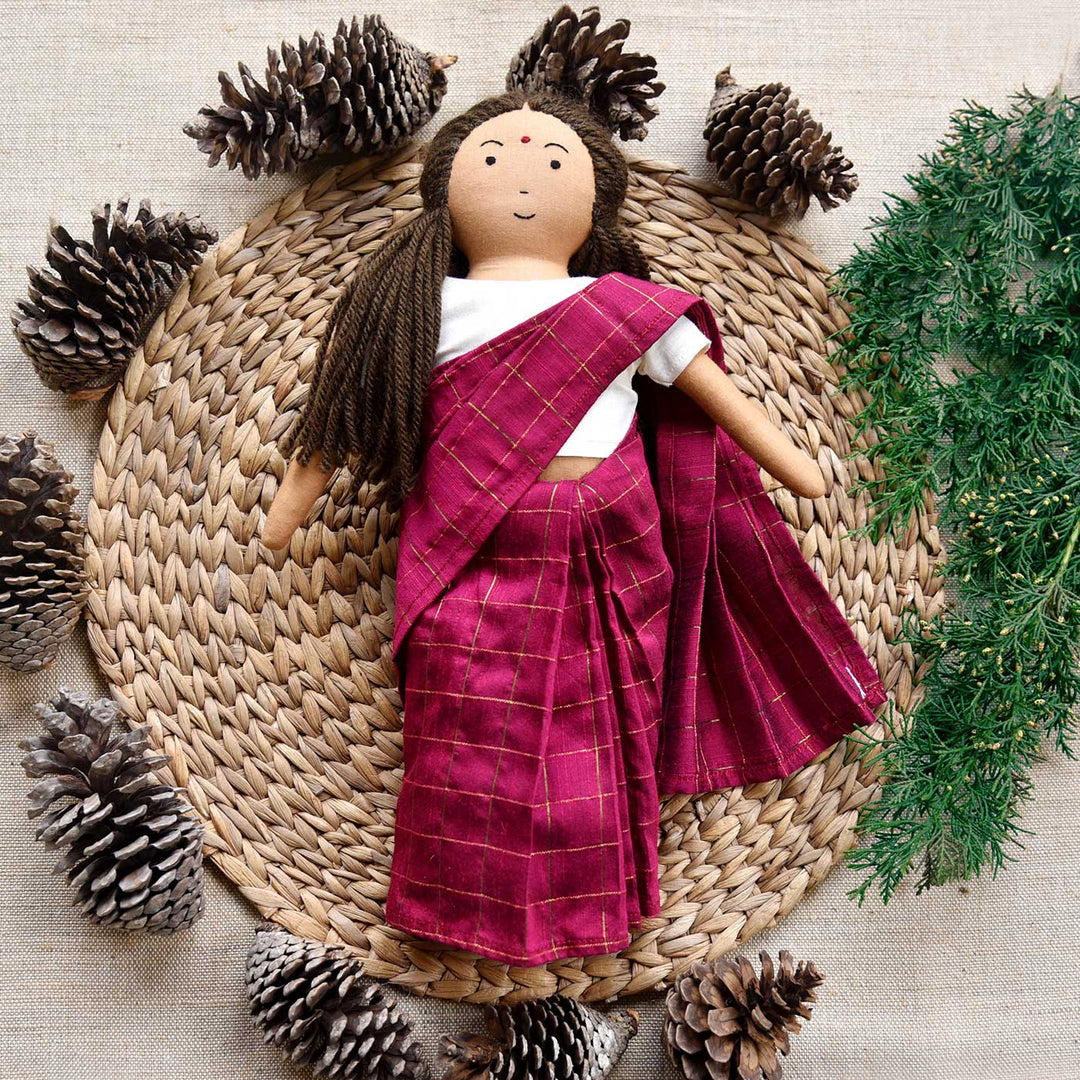 Nilah's Amma (Mother) In Saree | Soft Hand-Stitched Sustainable Indian Play Doll