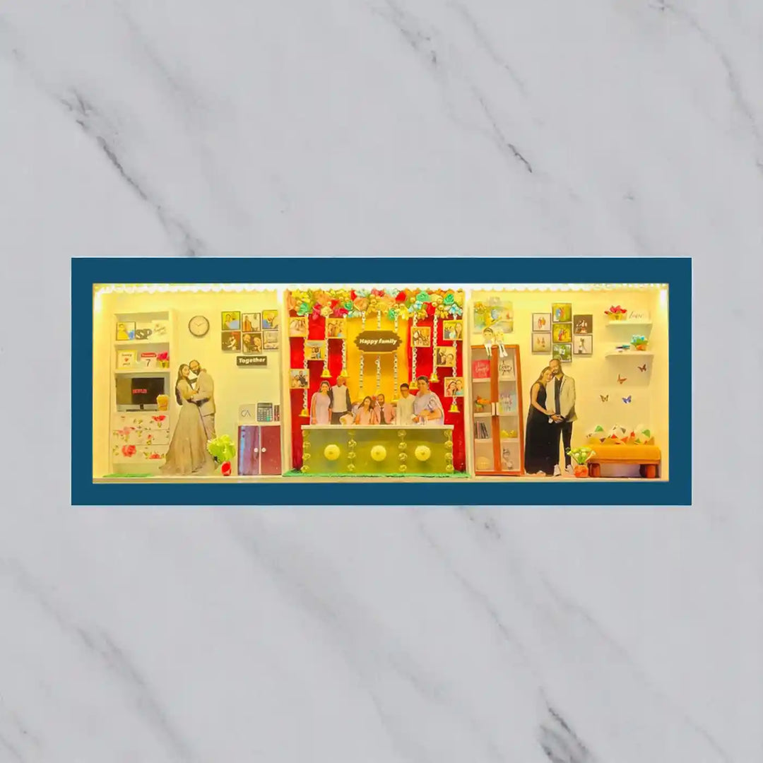 Photo Personalized Handmade Three Partition Design Couples MDF Wood Decorative Plaque With Lights