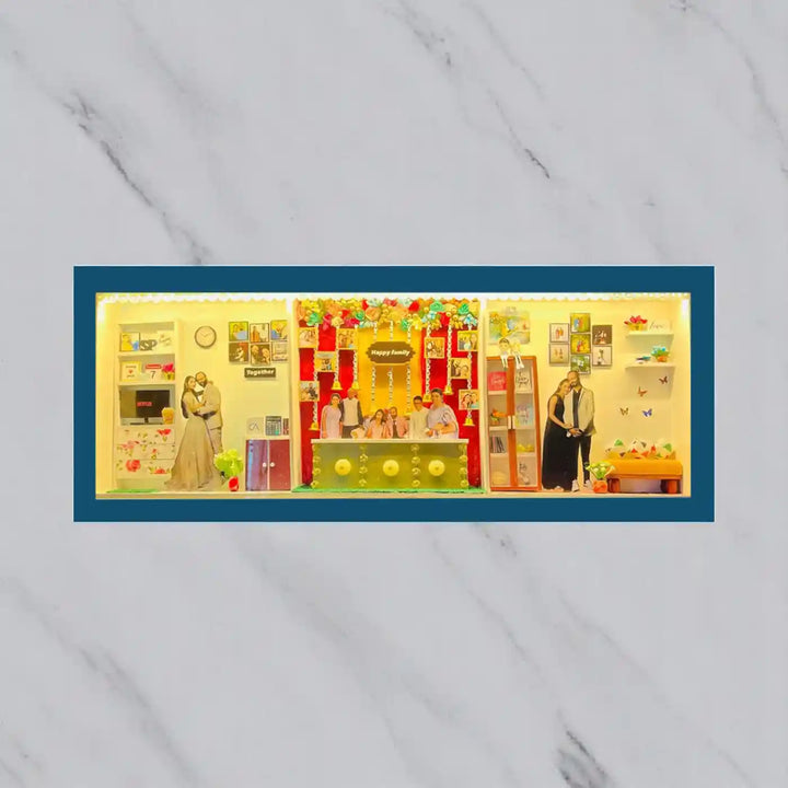 Photo Personalized Handmade Three Partition Design Couples MDF Wood Decorative Plaque With Lights