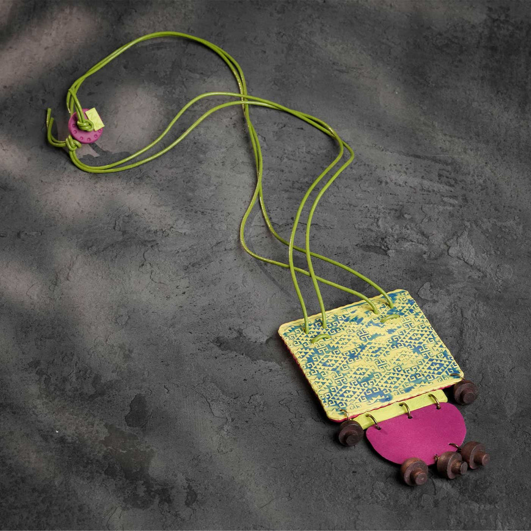 Handmade Polymer Clay Ponmozhi Reversible Kolam Necklace