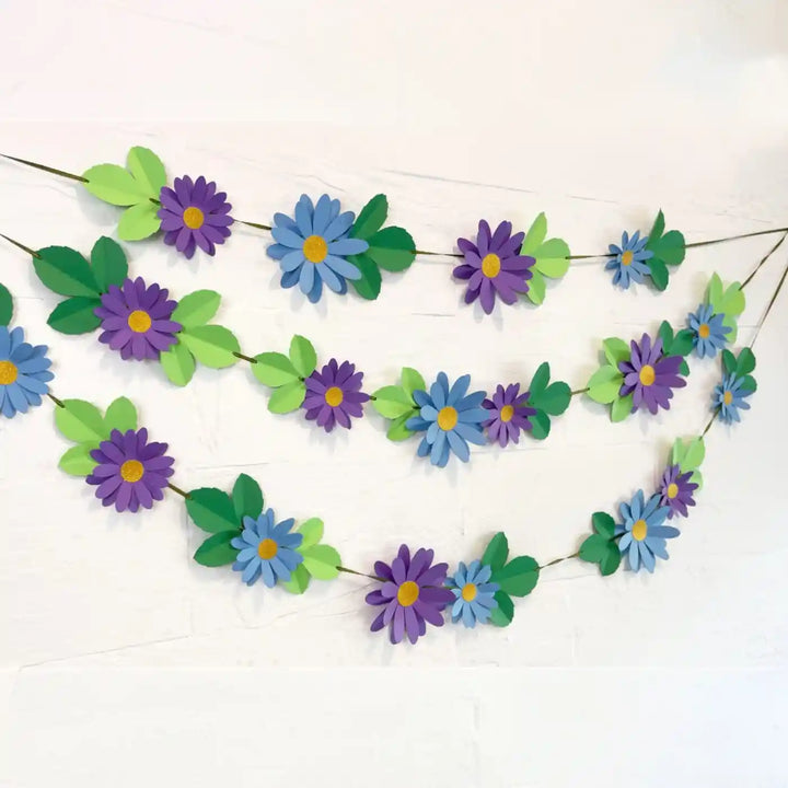 Eco-Friendly Daisy Flower And Leaves Design Paper Bunting