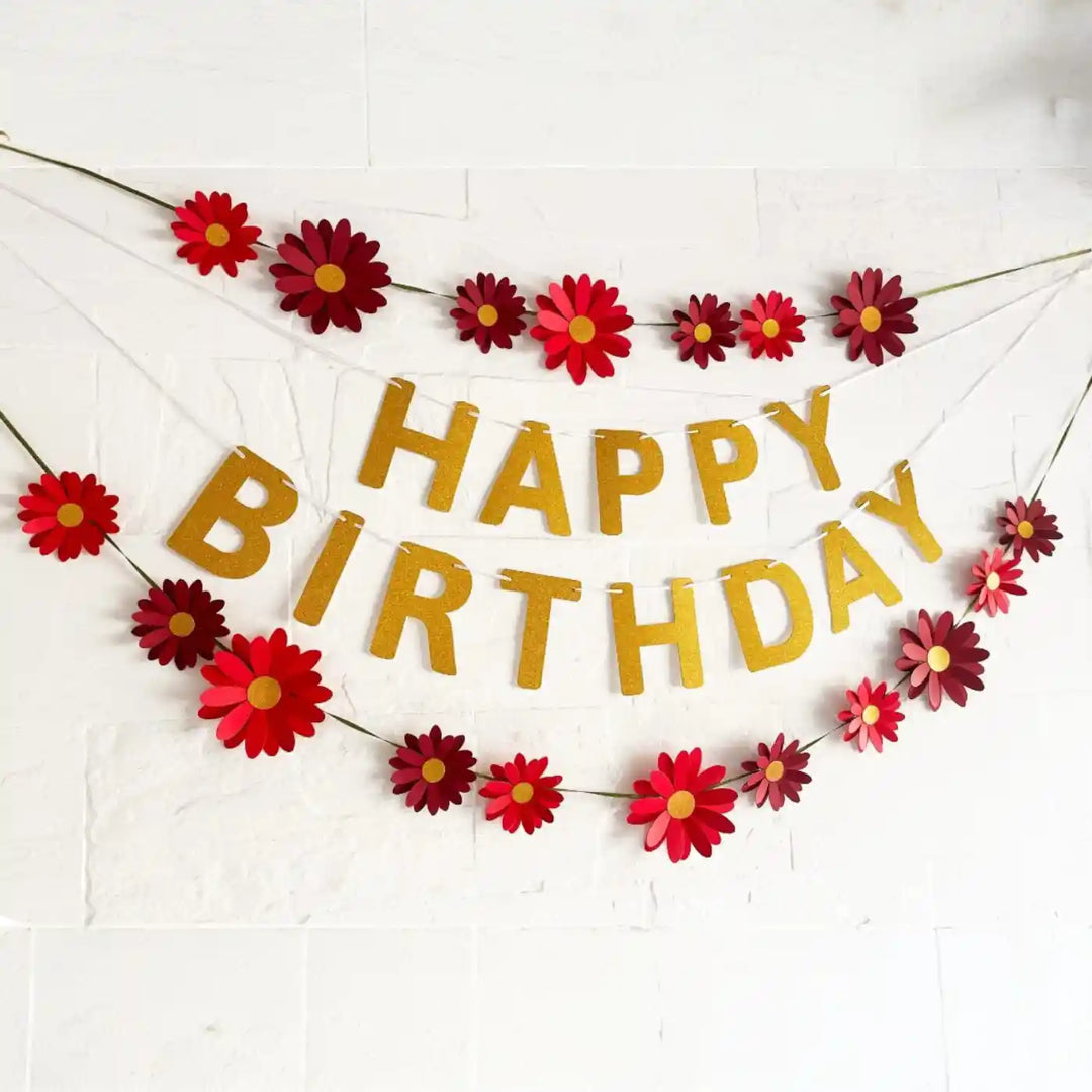 Eco-Friendly Daisy Design Happy Birthday Paper Bunting