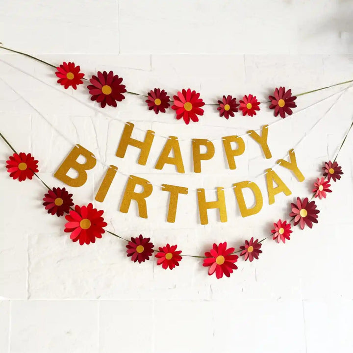 Eco-Friendly Daisy Design Happy Birthday Paper Bunting