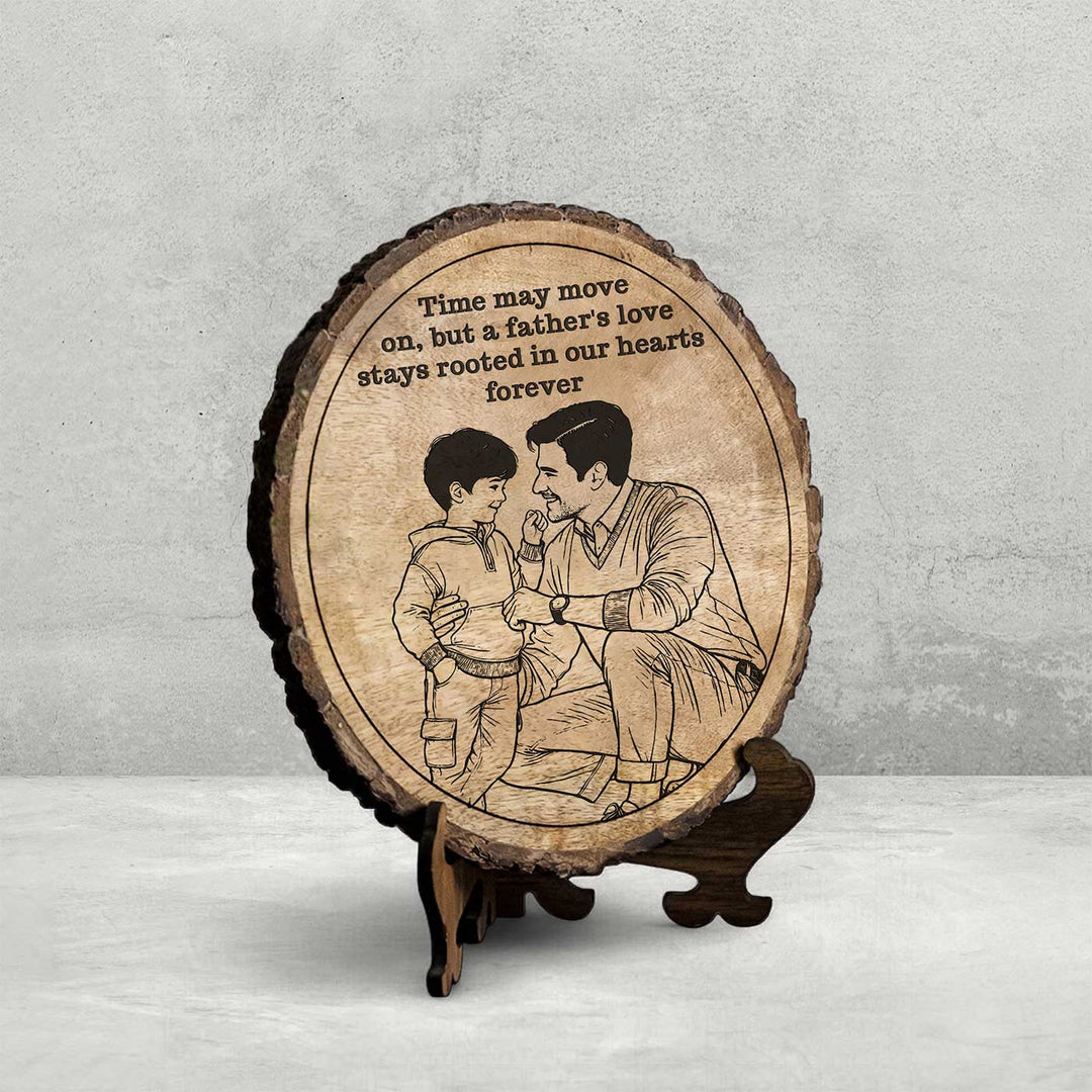 Personalized Hand Carved Engraved Dad And Son Theme Wooden Decorative Plaque