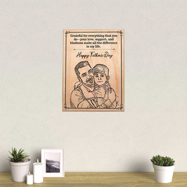 Personalized Hand Carved Engraved Father's Day Theme Wooden Decorative Plaque