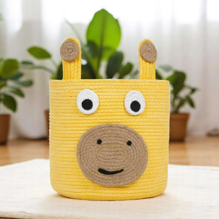 Handmade Coil Basketry Animal Theme Foldable Cotton Rope Basket for Kids