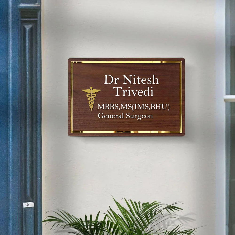 Personalised Wooden Name Plate For Doctor Copy - Mounted on Wall Beside Doorway