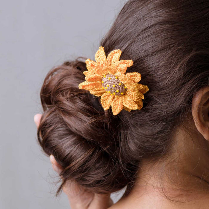Handmade Crochet Sunflower Design Hairstick