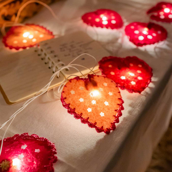 Handmade Crochet Heart Design Felt Fairy Light