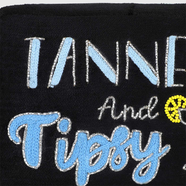 Handmade Embroidered Tanned And Tipsy Velvet Pouch