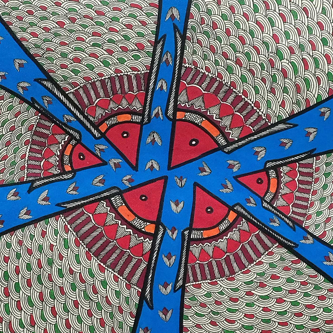 22 x 30 Inch | Family Of Fishes | Original Hand Painted Madhubani Painting | Natural Pigments On Paper