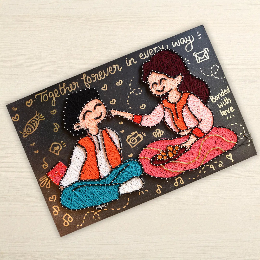 Personalized Handmade String Art Rakhi Celebration Illustration Mdf Wood Decorative Plaque For Siblings
