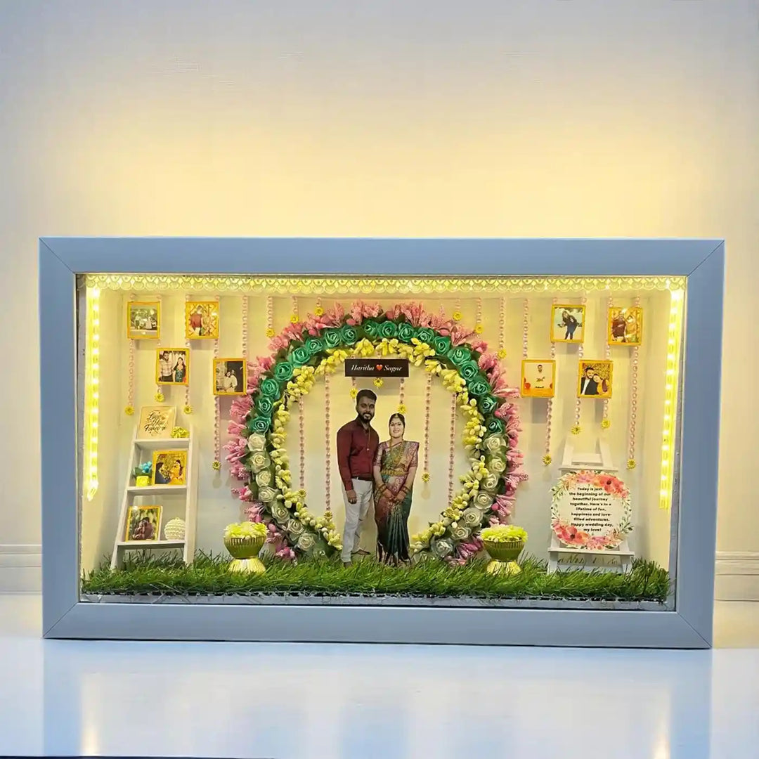 12 x 20 Inches | Photo Personalized Handmade Wedding Theme MDF Wood Decorative Plaque With Lights