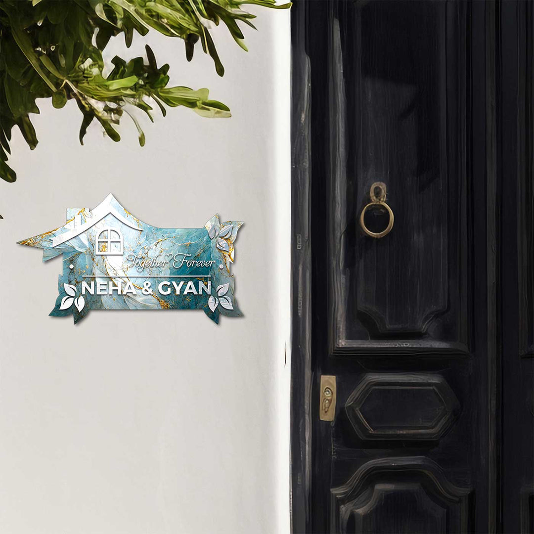 Personalized Silver Home MDF Wood Name Plate