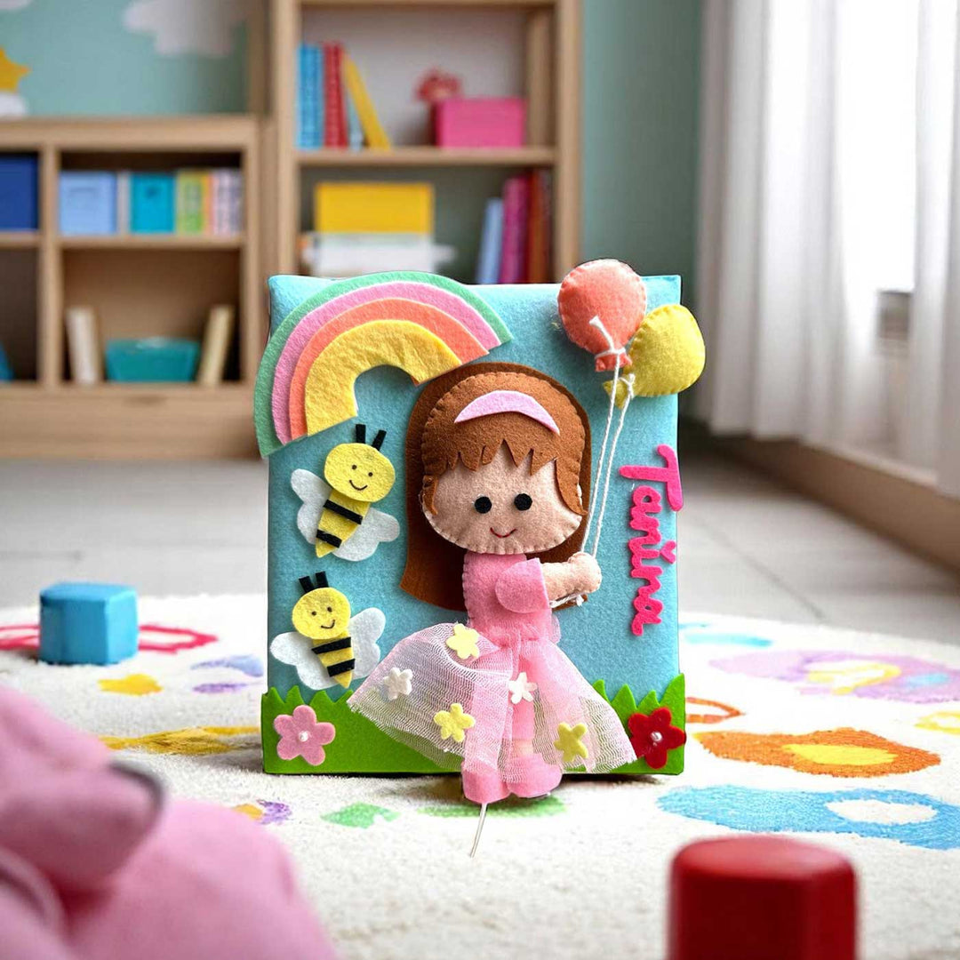 Personalized 3D Girl with Balloons Theme Felt Photo Album For Kids