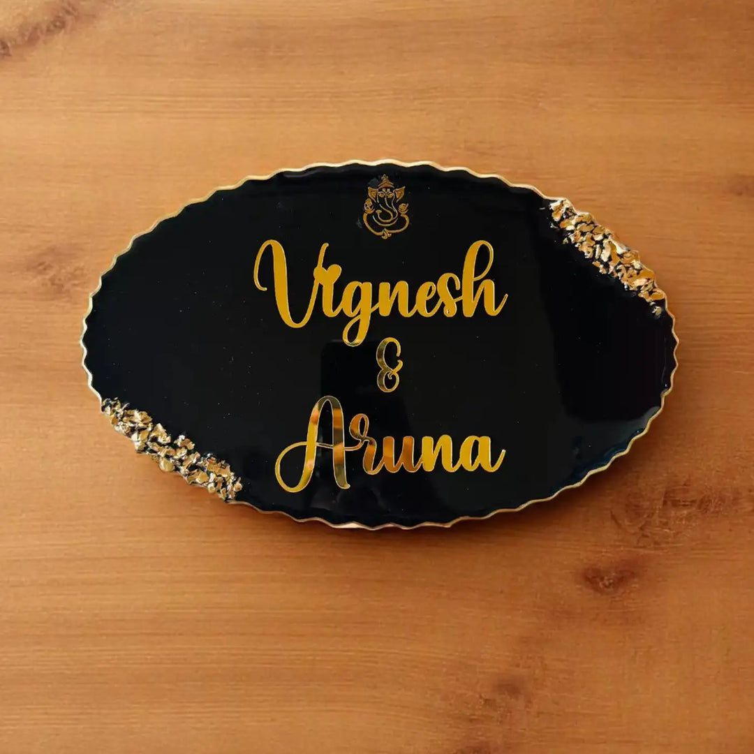 Personalized Oval Black Resin Name Plate