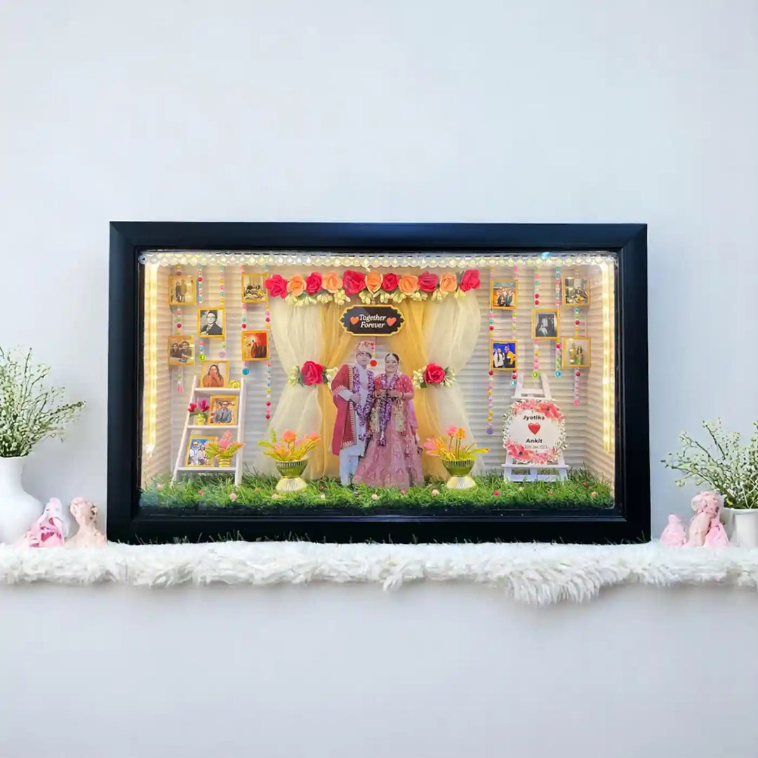 12 x 20 Inches | Photo Personalized Handmade Wedding Theme MDF Wood Decorative Plaque With Lights