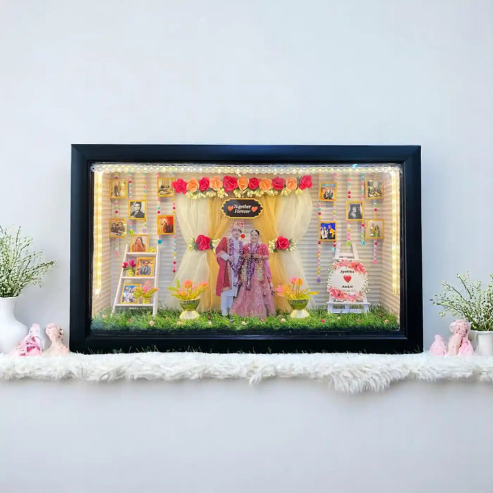 12 x 20 Inches | Photo Personalized Handmade Wedding Theme MDF Wood Decorative Plaque With Lights