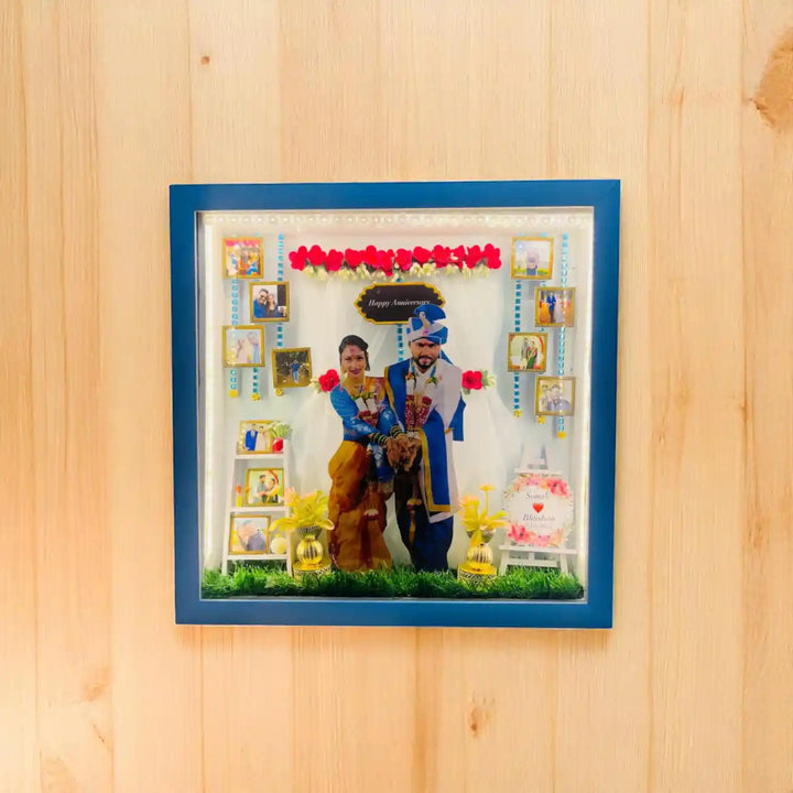 18 x 18 Inches | Photo Personalized Handmade Wedding Theme MDF Wood Decorative Plaque With Lights