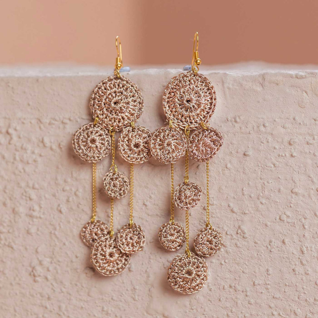 Handmade Crochet Shimmer Drop Earrings