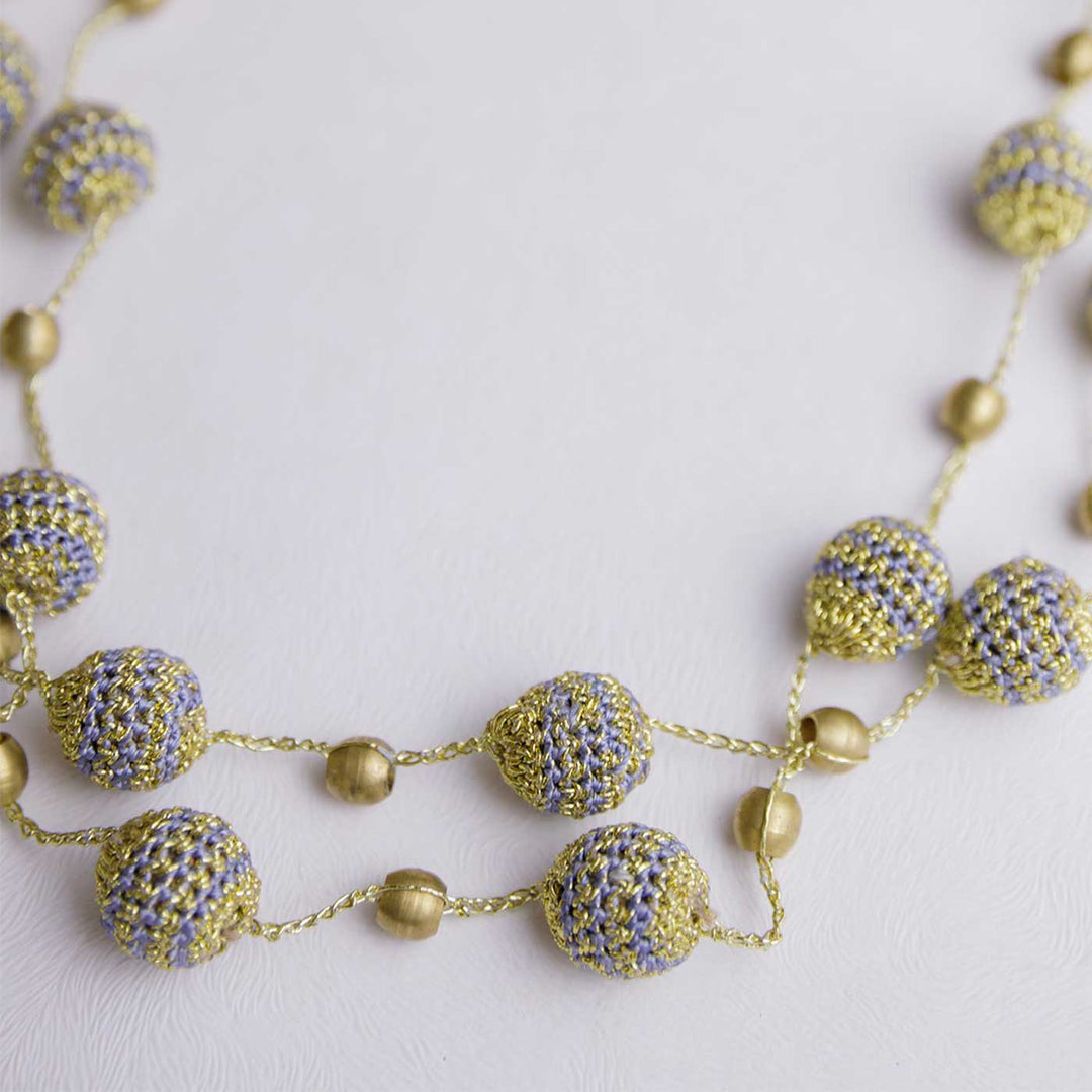 Handmade Crochet Mint Silver Beads Nakshatra Moon Necklace