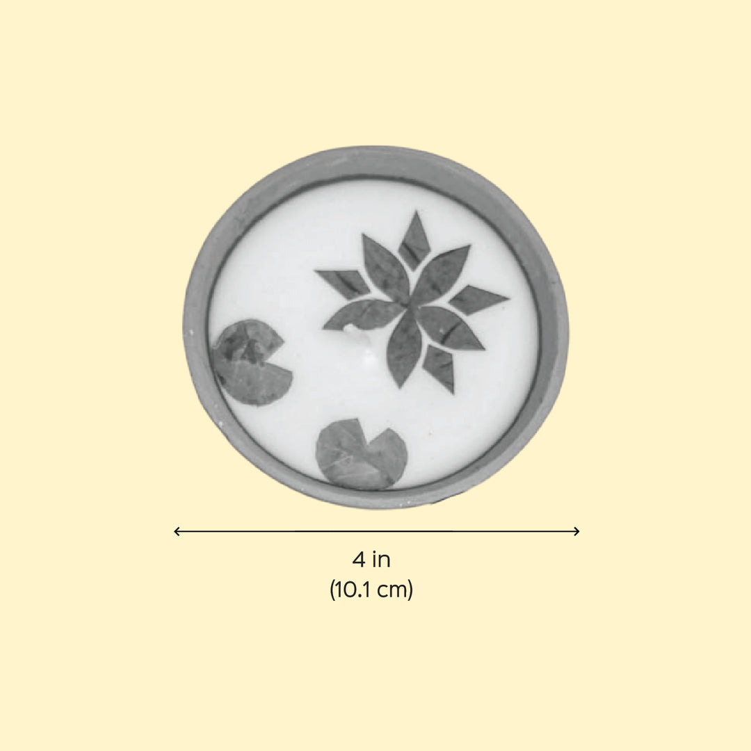 4 Inch | Handmade Pressed Flower Katori Terracotta Diya Gift Box | Set Of 2