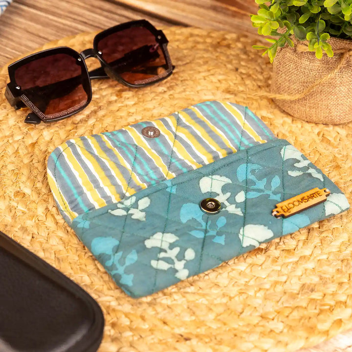 Green Lagoon Cotton Sleek & Durable Ecofriendly Spectacle Case With Agate Accent | 7 x 3.75 inch