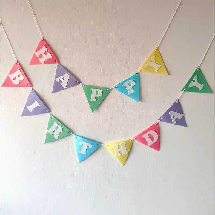 Handmade Flag Design Felt Happy Birthday Banner