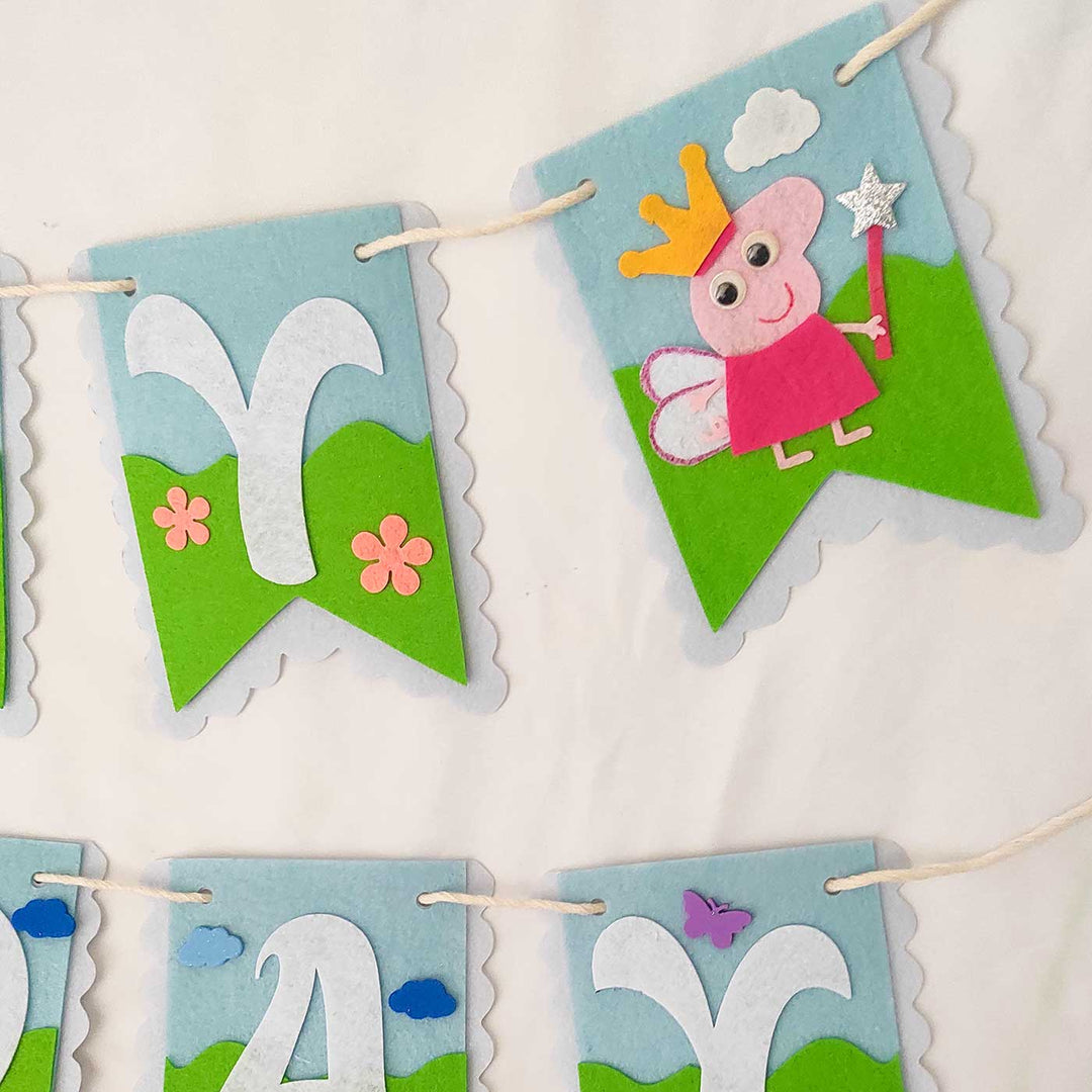Handmade Peppa Pig Theme Felt Happy Birthday Banner
