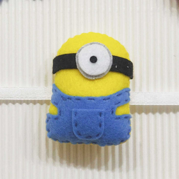 Handmade Minion Theme Felt Kids Rakhi With Roli Chawal 10 - Front View