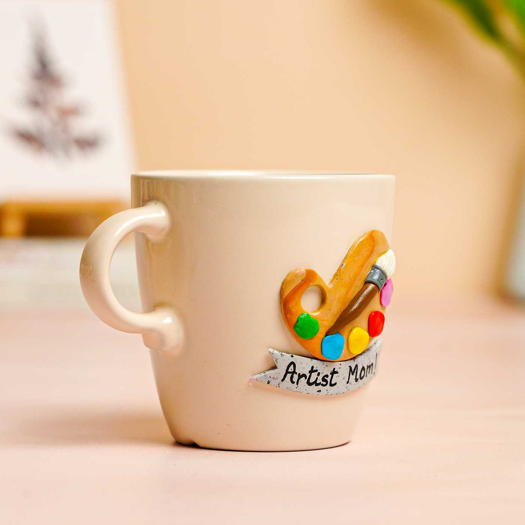 Personalized Hand-Painted Polymer Clay Artist Theme Ceramic Mug