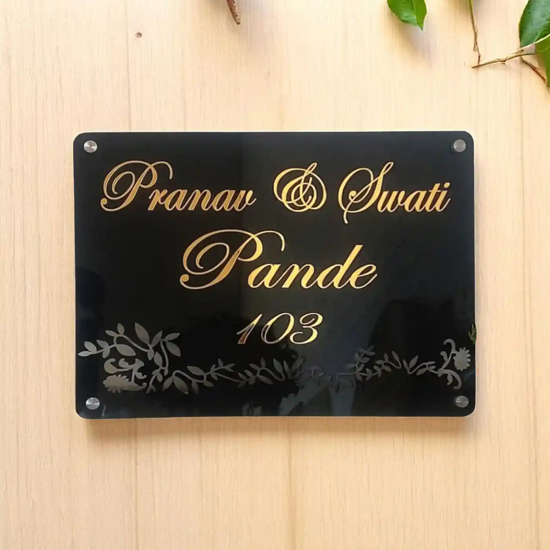 Personalized Handmade Flower Jali Design Acrylic Name Plate