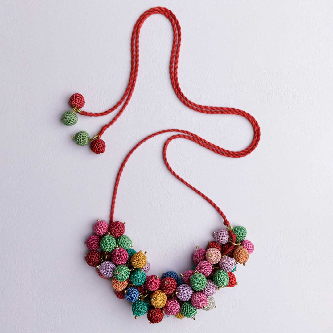 Handmade Crochet Multicolor Guldasta Necklace