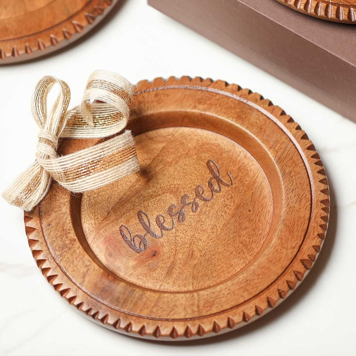Handmade Heartfelt Trio Wooden Platter | Set Of 3