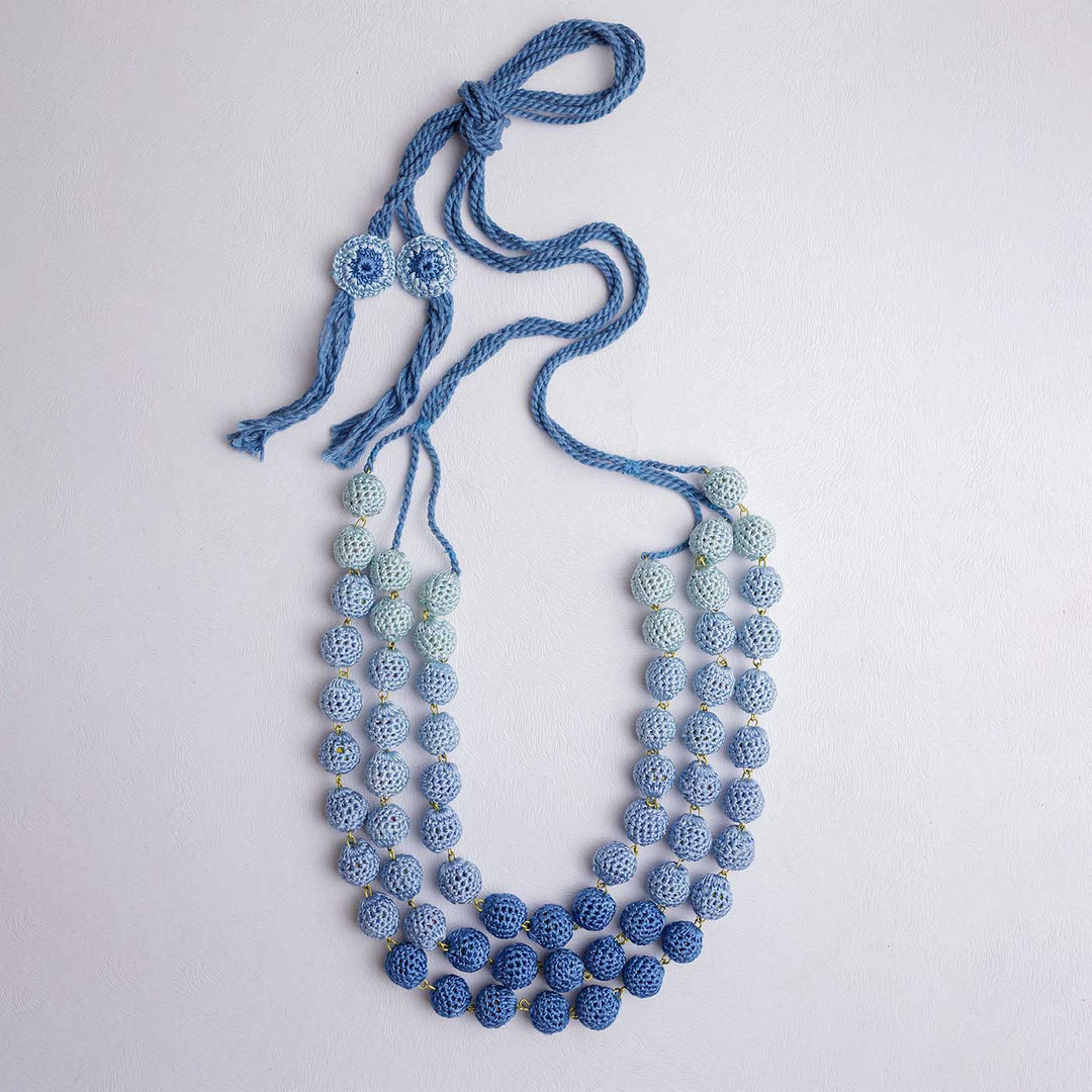 Handmade Crochet Indigo Mausam Necklace