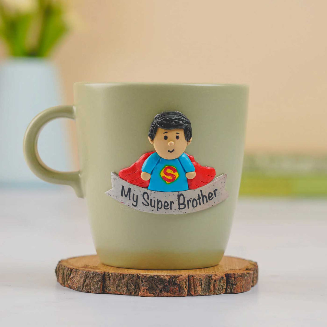 Personalized Handmade Polymer Clay Super Brother Theme Ceramic Mug