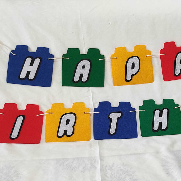 Handmade Lego Theme Felt Happy Birthday Banner