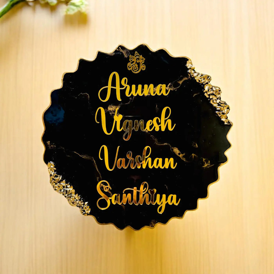Personalized Round Black Resin Name Plate