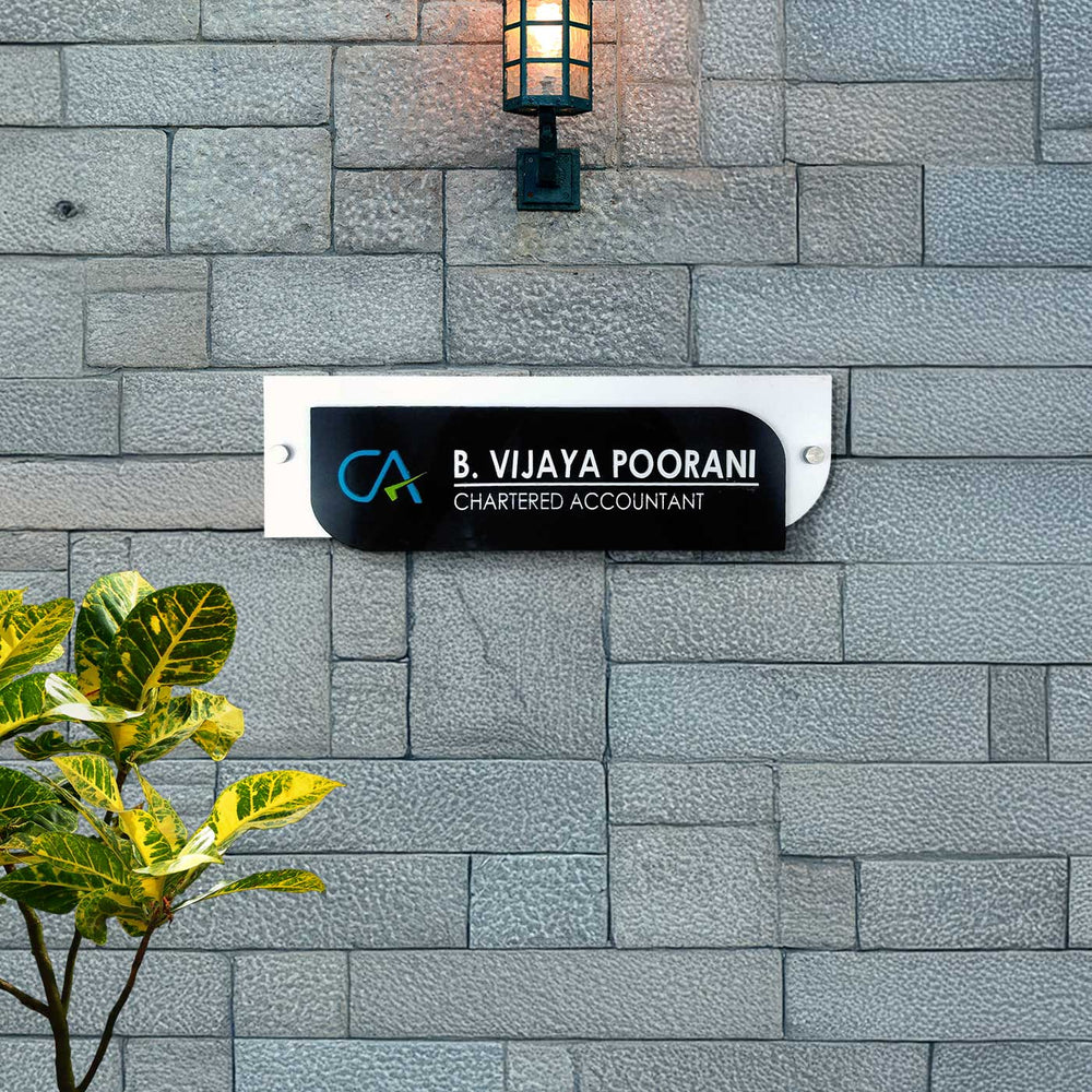 Personalized Ca Profession Acrylic Name Plate - Mounted on Outdoor Wall with Lighting