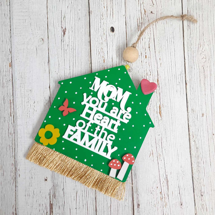 Handmade Heart Of The Family Theme Mdf Wood Hanging For Mothers