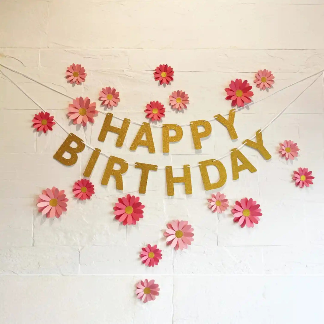 Eco-Friendly Daisy Design Happy Birthday Paper Bunting
