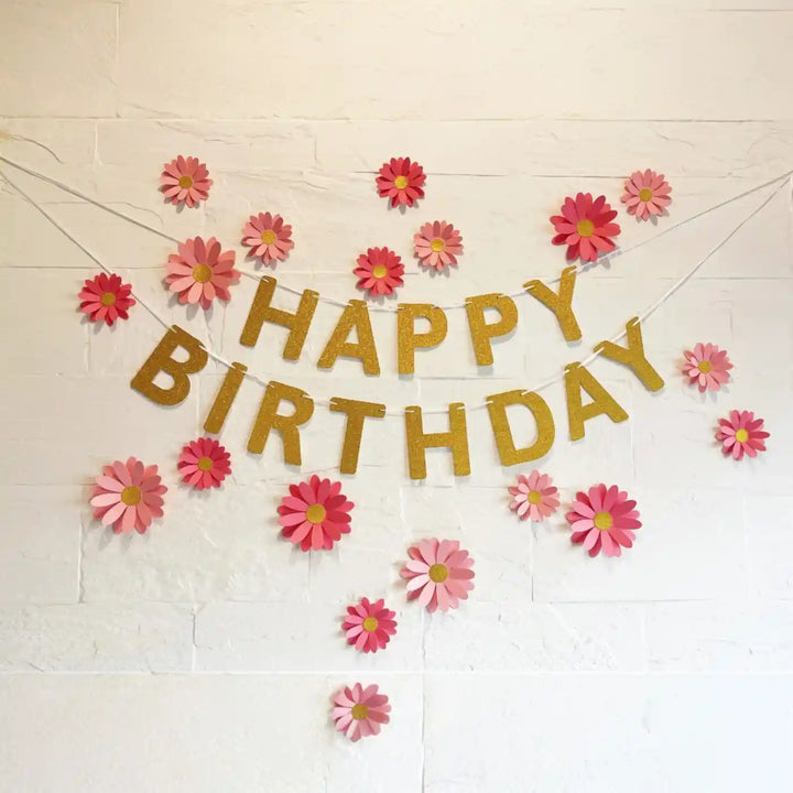 Eco-Friendly Daisy Design Happy Birthday Paper Bunting