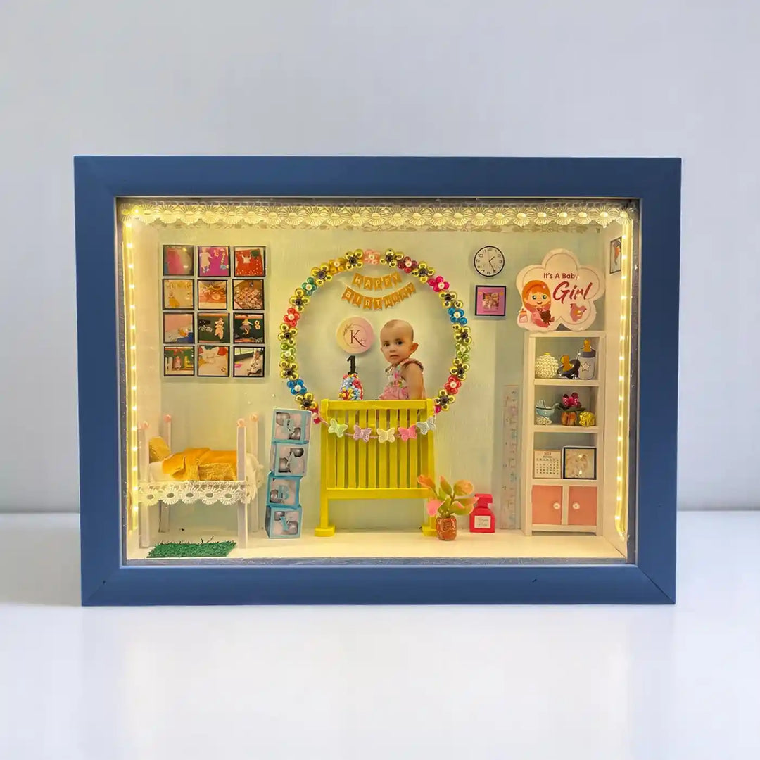 Photo Personalized Handmade First Birthday Theme MDF Wood Decorative Plaque With Lights