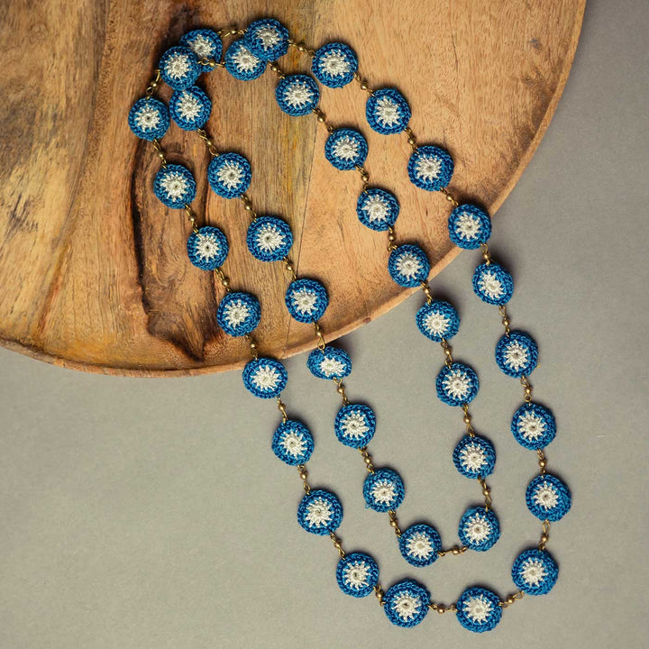Handmade Crochet Blue Avani Necklace