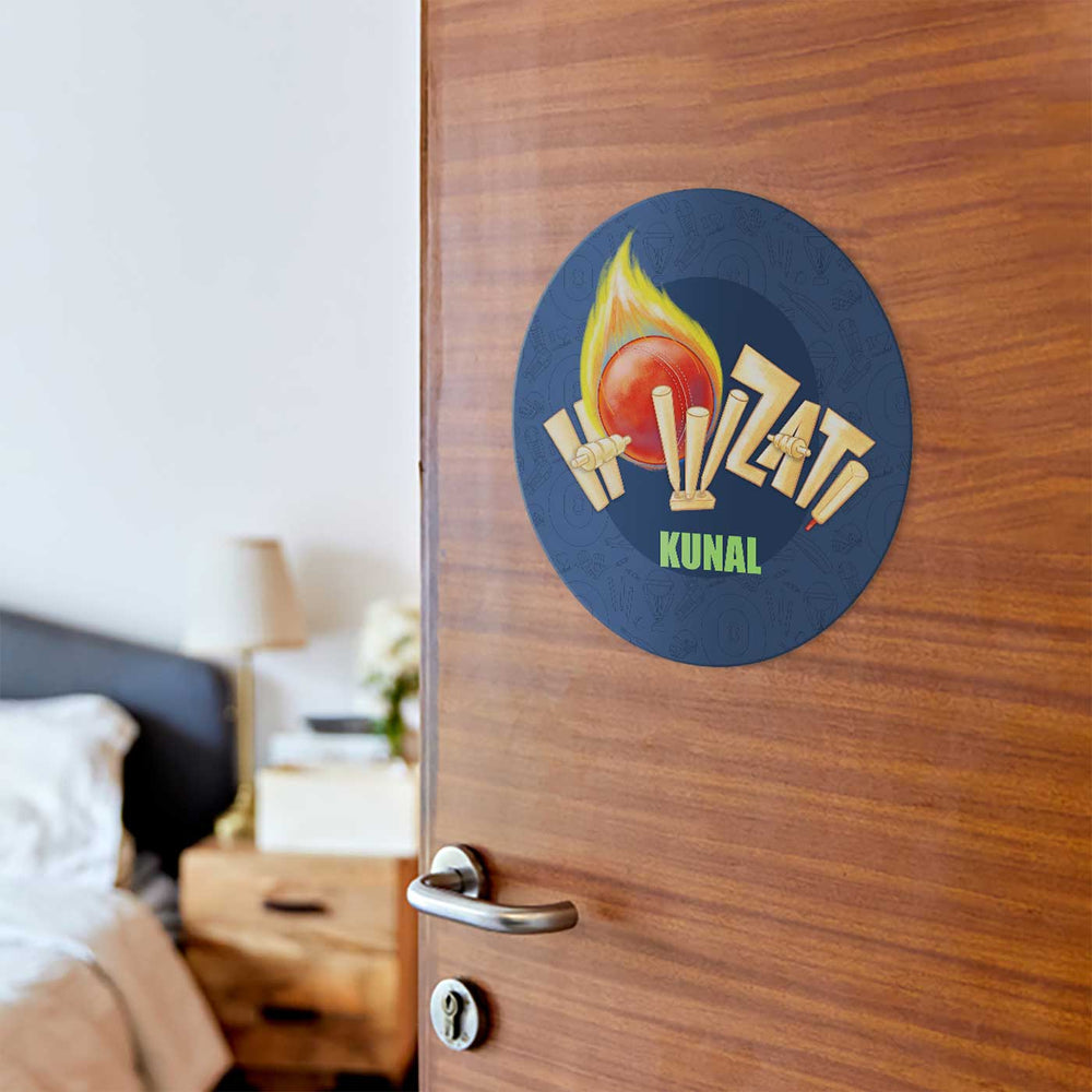 Personalized Cricket Buzz Theme Acrylic Kids Name Plate - Mounted on Door with Name Personalization